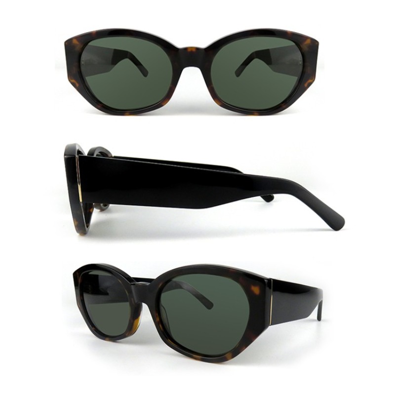 Black Metal Trim Round Sunglasses