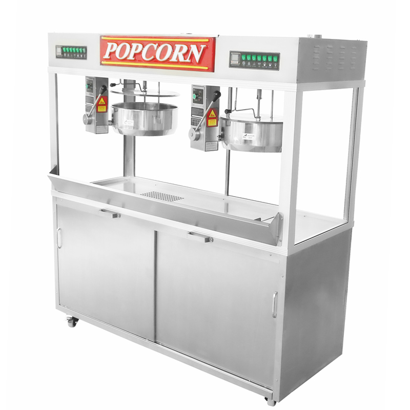Twin Semi-ingesloten 6 'Cabinet Popcorn-machine voor 48 oz opgeschort Double Batch