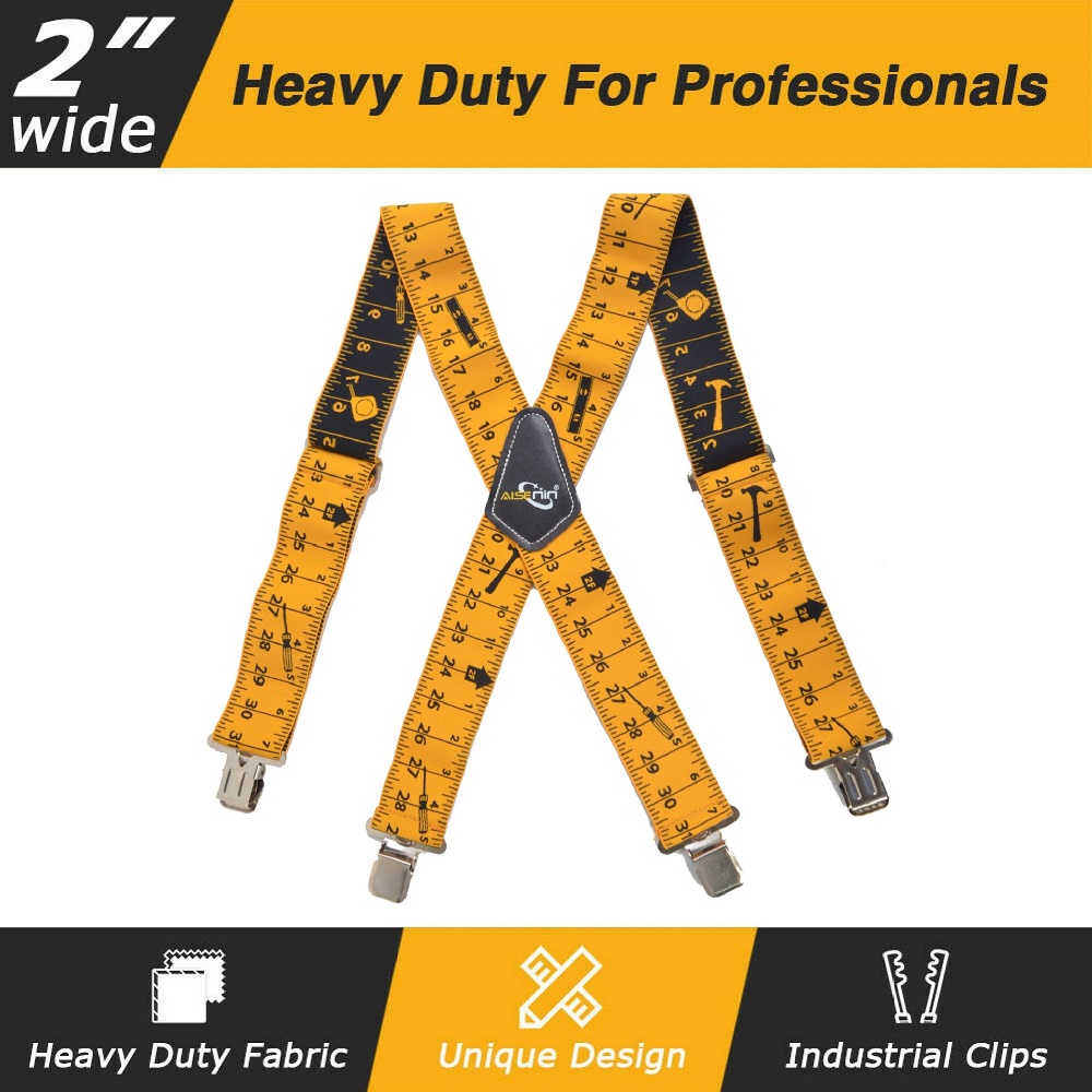 Elastische beugels x Shape Ruler Design Men's 2 "brede bretels met zeer sterke clips
