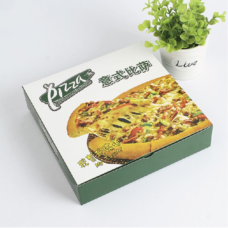 Ontwerp ondersteuning Aangepaste groene pizza verpakkingsdoos groothandel te koop