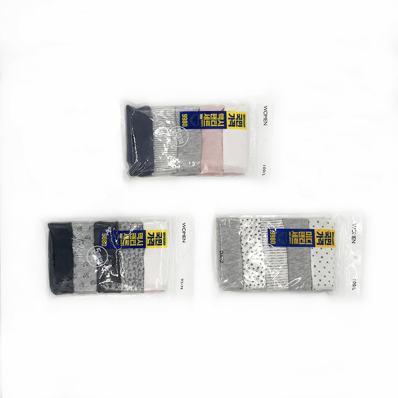 LS-106 Damesslips in zacht katoen met mooie elastische band, solide + print, 5-pack