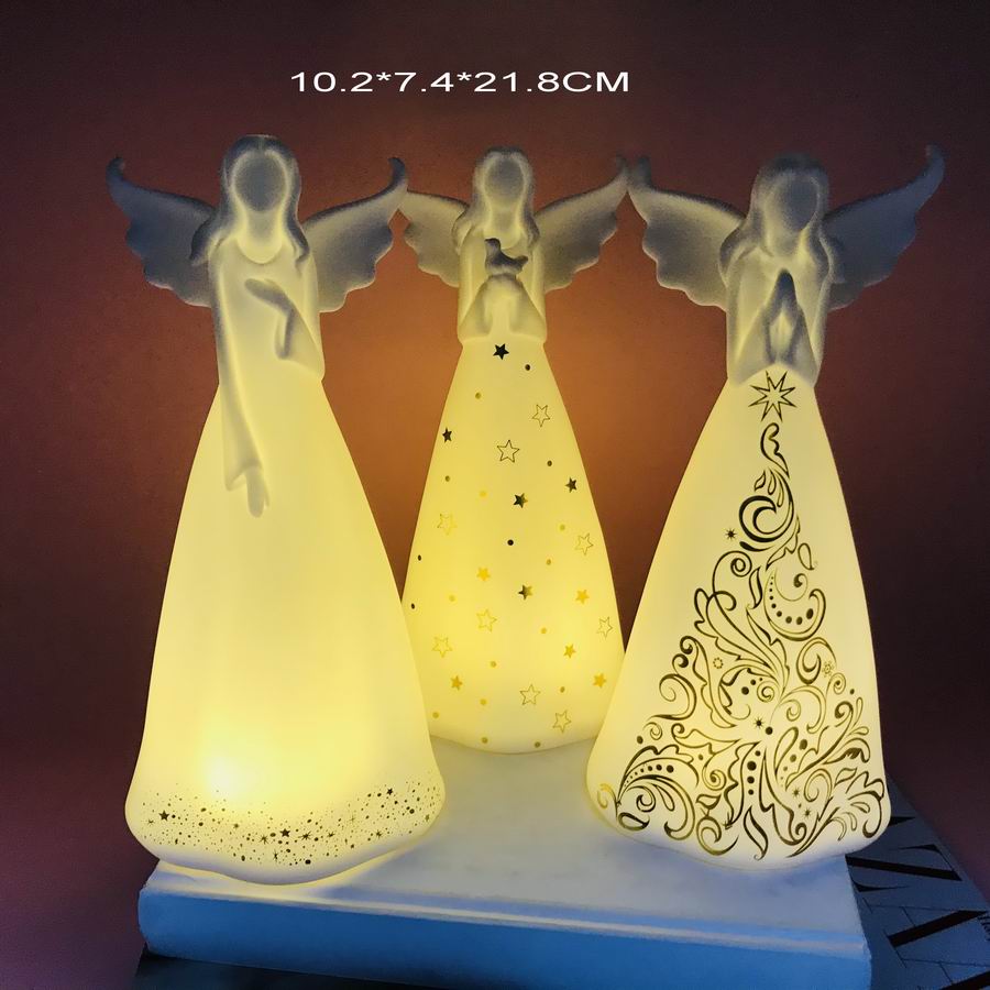 Dolomiet engel decoratie met LED-licht