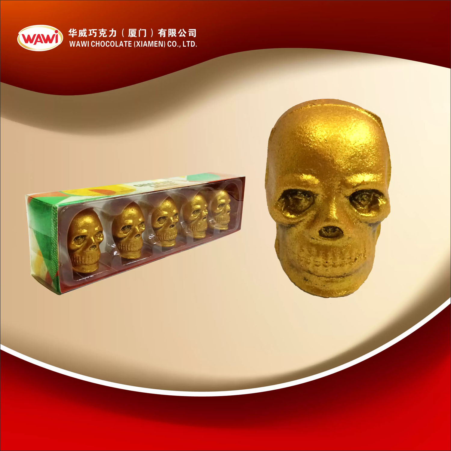 20G * 5 Mexican Mini Gold Glitter Chocolade Skulls