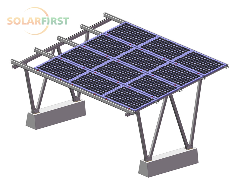 Eenvoudige installatie Solar Carport Montagesysteem Zonne-aluminium W Type Carport Montage
