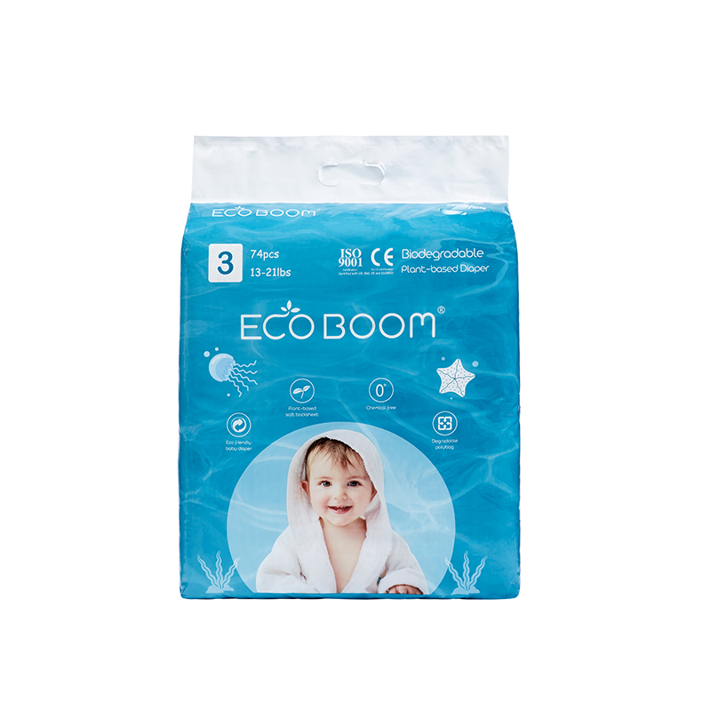 Eco Boom biologisch afbreekbare plant-gebaseerde luier grote pak baby in polybag m