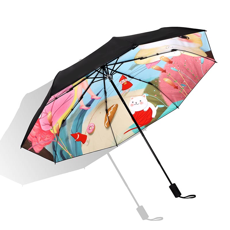Aangepaste gedrukte compacte handmatige vouwbare paraplu's