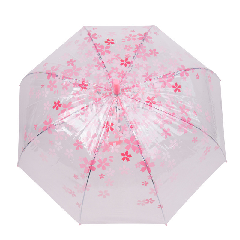 Rechte lange handgreep Floral transparante paraplu