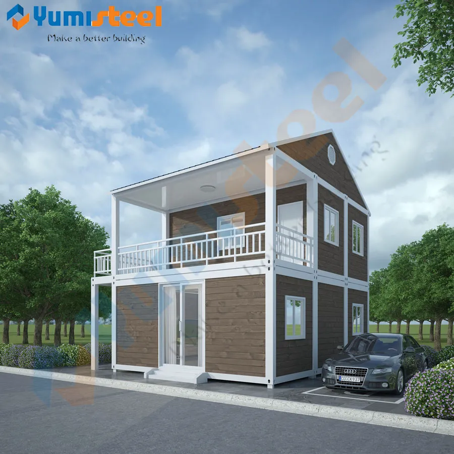 Two Storey Prefabricated Flat Pack Container House voor Living Family Villa