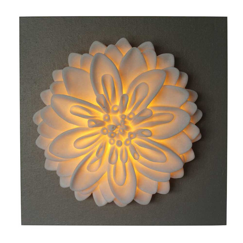 Wall Art Sandstone Flower MDF Plaque met LED -licht