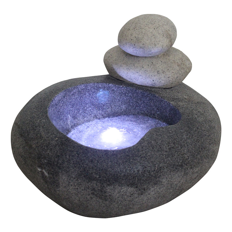 Binnen- en buitentuin Twin Pebble Stone in een ovale waterfonteinen