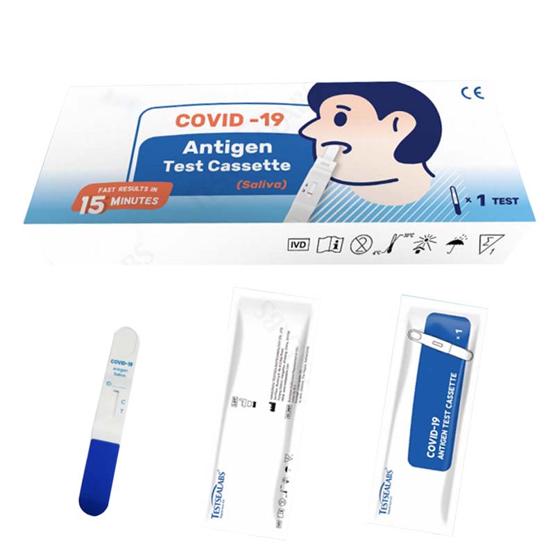 Eenvoudig te gebruiken Lollipop-stijl COVID-19 speekselantigeentestcassettekit