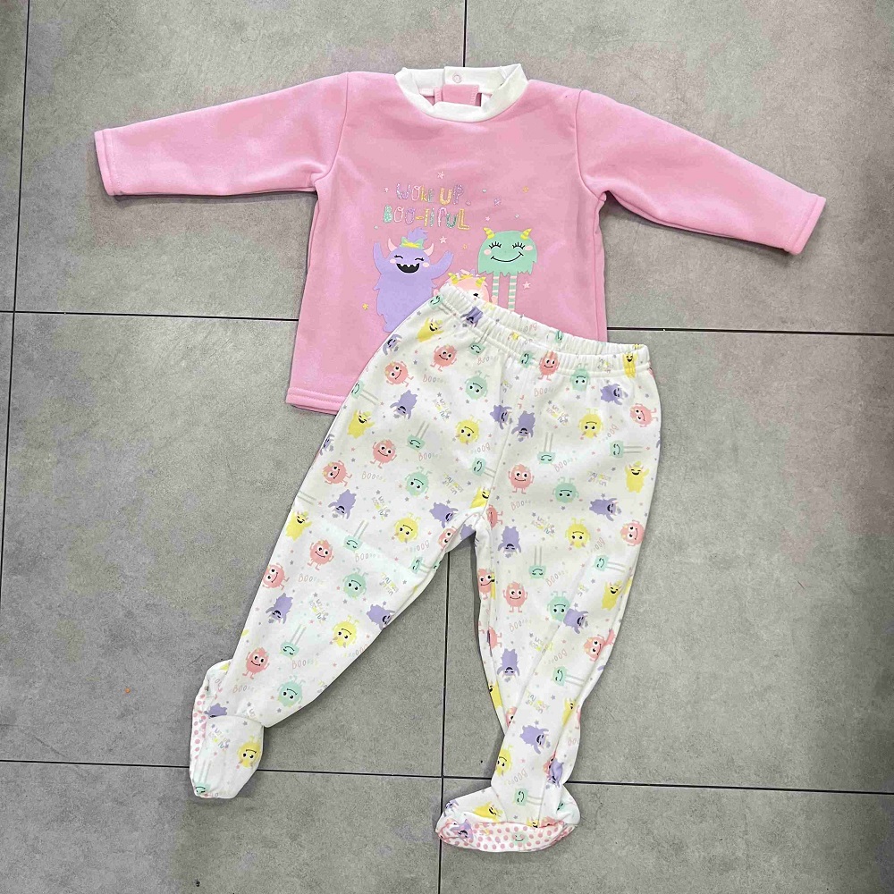 Kant-en-klare babynachtkleding, antislipzool, tweedelige pyjama met lange mouwen, kunststof met zilveren printpatroon bovenaan