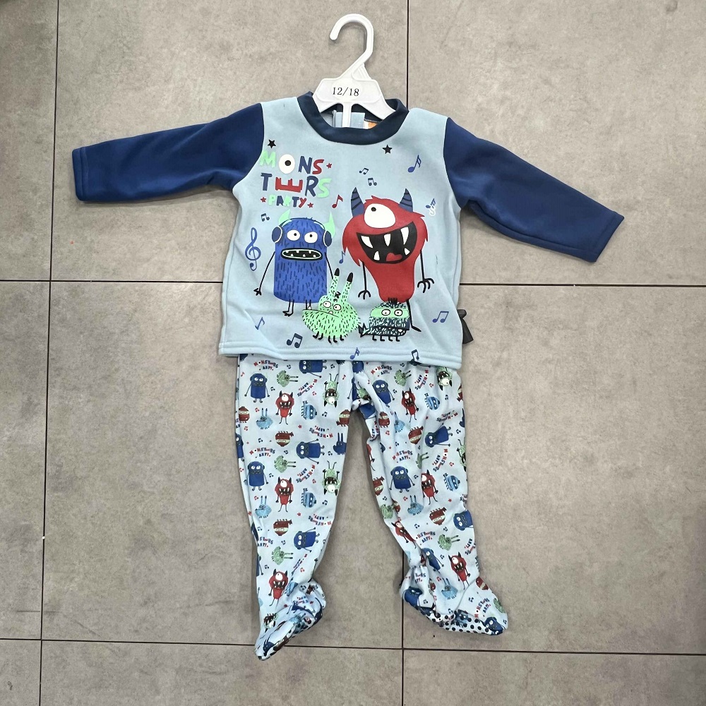 Top met plastic printpatroon Kant-en-klare babynachtkleding Tweedelige pyjama met lange mouwen