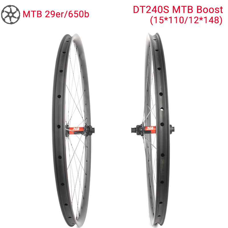 Lightcarbon mountainbike-carbonwielen met DT240S Boost-naven