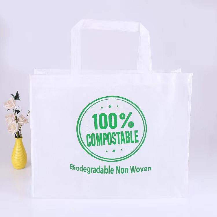 Milieuvriendelijke 100% biologisch afbreekbare composteerbare witte niet-geweven tas