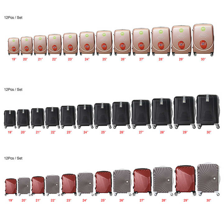 Halffabrikaat vervaardigde ABS-bagagesets met harde schaal met 12 bagagestukken
