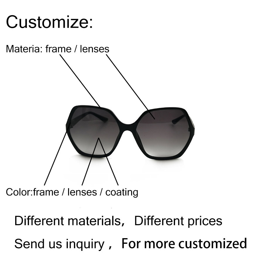 2023 Oversize Fashion-zonnebrillen van hoge kwaliteit Dameszonnebrillen met op maat gemaakt logo en hoge definitie-zonnebril