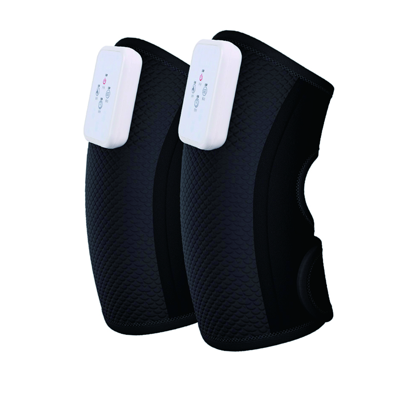 Nieuwe stijl draadloze koolstofvezel verwarming trillingen wasbare gewrichtsondersteuning dubbele bandage kniemassager sportkniemouwen